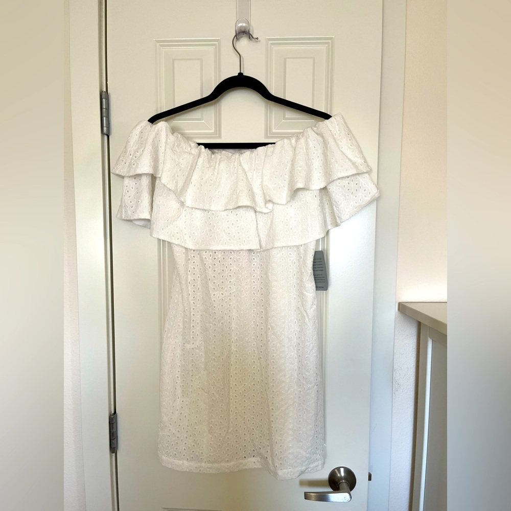 NWT - Charles Henry Off-the-Shoulder Cotton Eyelet Dress